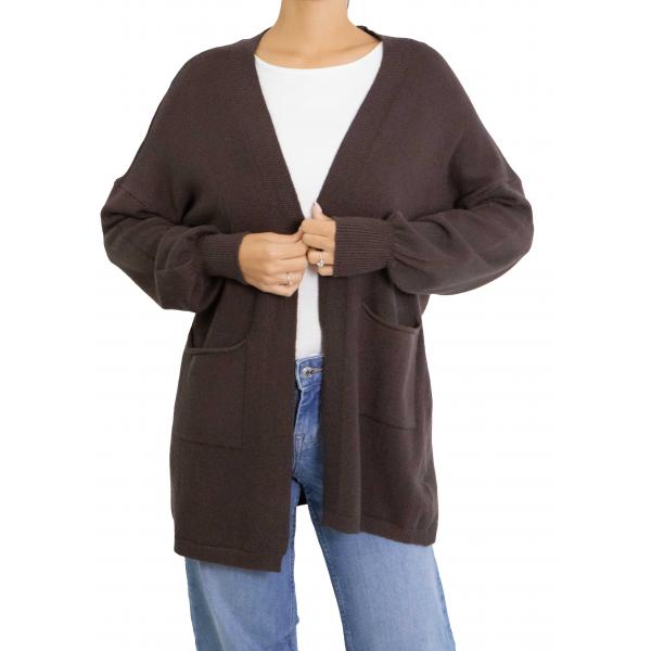 Cardigan lungo aperto con tasche